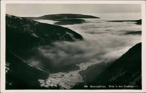 Petzer Pec pod Sněžkou Schneekoppe Blick in den Wiesengrund Wolken 1930