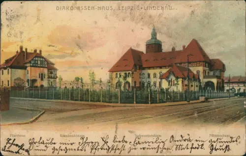 Ansichtskarte Lindenau-Leipzig Künstlerkarte Diakonissen-Haus 1904