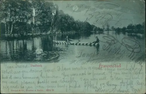 Franzensbad Františkovy Lázně Stadtteich Ruderer Mondscheinlitho 1902