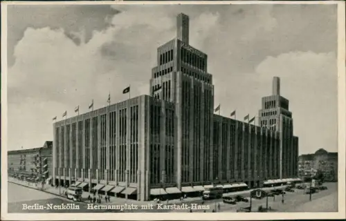 Ansichtskarte Neukölln-Berlin Rixdorf Karstadt-Kaufhaus Hermannplatz 1938