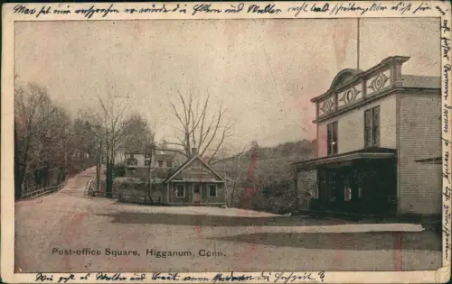 Postcard Higganum Connecticut Post-office Square 1921  USA
