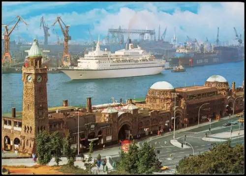 Ansichtskarte St. Pauli-Hamburg Landungsbrücken Luxusliner Schiff 1982