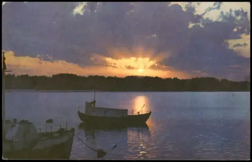 Pļaviņas Stausee des Wasserkraftwerks Pļaviņas bei Sonnenuntergang 1974