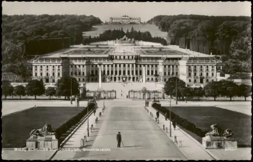 Ansichtskarte Wien Schloss Schönbrunn, Gesamtansicht mit Gloriette 1935