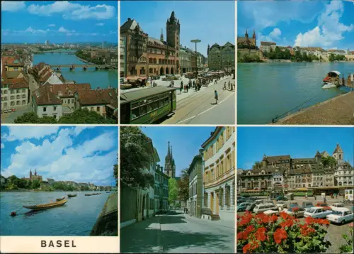 Ansichtskarte Basel Mehrbildkarte mit Stadtansichten 1977