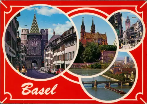 Ansichtskarte Basel Mehrbildkarte mit Stadtansichten von Basel 1975