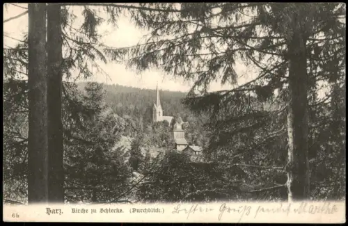 Ansichtskarte Schierke Kirche in Schierke (Durchblick) 1903