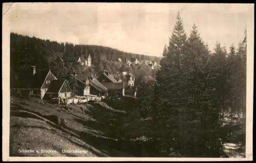 Ansichtskarte Schierke Ortsansicht von Unterschierke am Brocken 1930