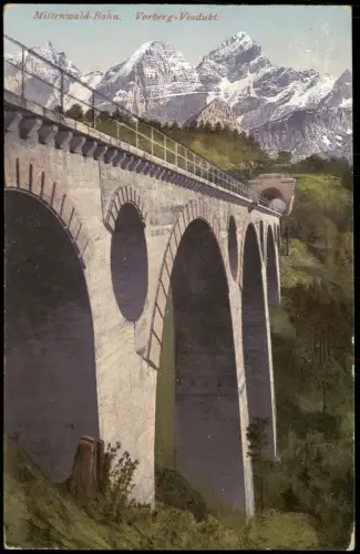 Ansichtskarte Hochzirl Mittenwald-Bahn - Vorberg-Viadukt 1914