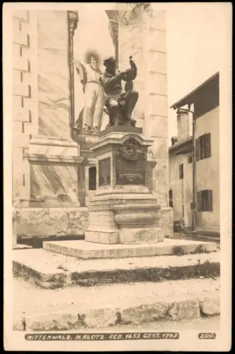 Ansichtskarte Mittenwald Matthias-Klotz-Denkmal 1915