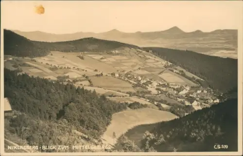 Ansichtskarte Niklasberg (Böhmen) Blick zum Mittelgebirge 1926
