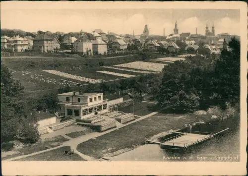 Postcard Kaaden Kadaň Stadtpartie Strandbad 1930