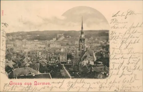Ansichtskarte Barmen-Wuppertal Blick auf die Stadt 1900