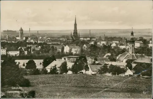 Postcard Lauban Lubań Blick über die Stadt - Fotokarte 1938
