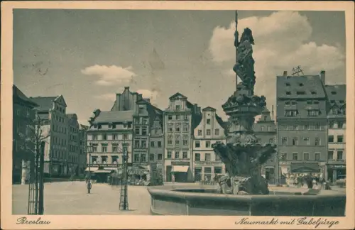 Postcard Breslau Wrocław Neumarkt mit Gabeljunge 1929