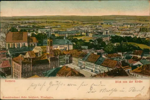 Ansichtskarte Kamenz Kamjenc Blick von der Kirche - Künstlerkarte 1905