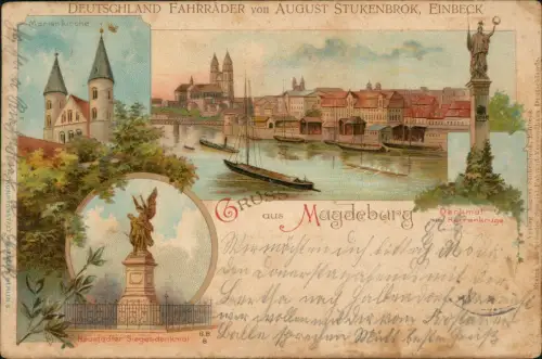 Ansichtskarte Litho AK Magdeburg Denkmal Dom Stadt Gruss aus 1901