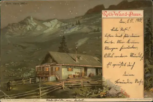 Ansichtskarte Schliersee Rothwandhaus Künstlerkarte Sternenhimmel 1906