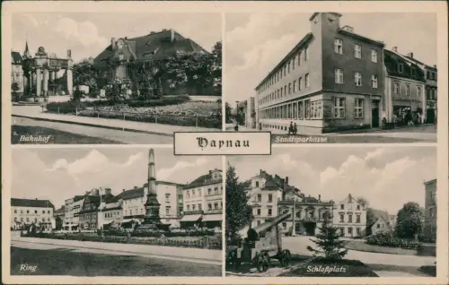 Postcard Haynau Chojnów Bahnhof Sparkasse Ring 1937
