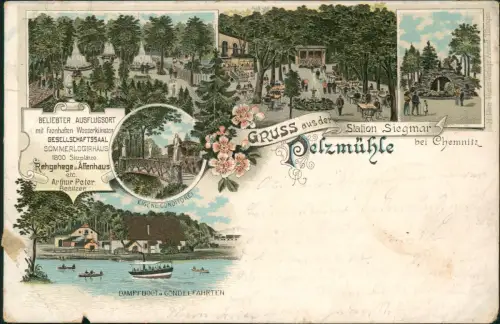 Ansichtskarte Litho AK Siegmar-Chemnitz Gruss aus.. Pelzmühle 1897