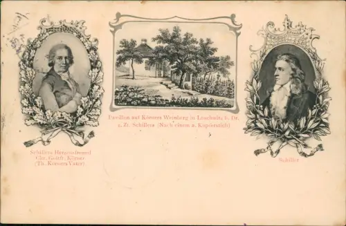 Ansichtskarte Loschwitz-Dresden 3 Bild Pavillon auf Weinberg 1905
