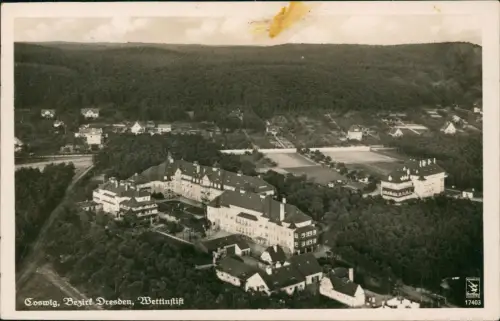 Ansichtskarte Coswig (Sachsen) Luftbild Wettinstift 1942