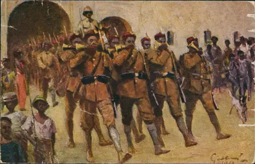 Postcard Yaoundé Kolonialkrieger Künstlerkarte 1920  Kamerun