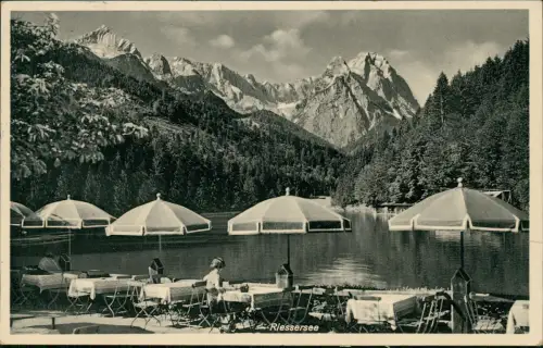 Ansichtskarte Garmisch-Partenkirchen Riessersee Restaurant Terrasse 1939