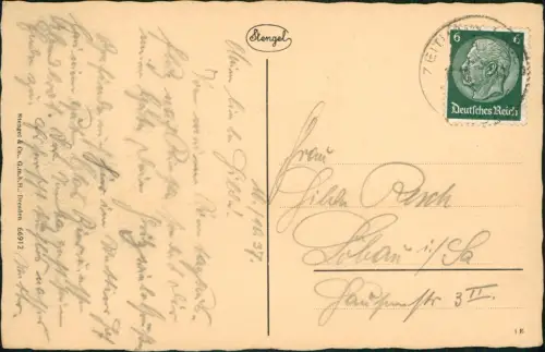 Ansichtskarte Riesa Platz mit Anlagen 1939