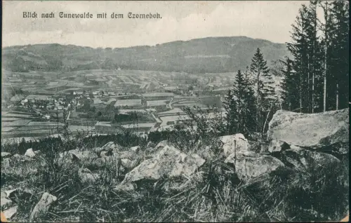 Cunewalde (Oberlausitz) Kumwałd Blick nach der Stadt mit dem Czorneboh. 1921