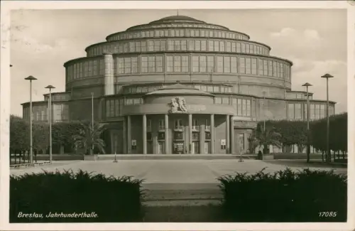 Breslau Wrocław Jahrhunderthalle Eingang Palmen - Fotokarte 1942
