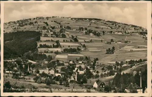 Ansichtskarte Sachsenberg-Georgenthal-Klingenthal Stadtpartie Fotokarte 1938
