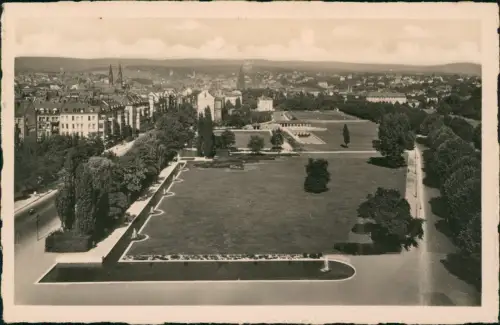 Wiesbaden Blick auf die Stadt, Reisinger-Brunnen und Herbert-Anlagen 1938