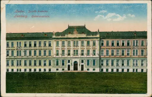 Postcard Lemberg Lwiw (Львів/Lwów) Kadettenschule 1917  gel. Feldpoststempel