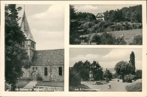 Völksen-Springe 3 Bild Kirche, Höfer's Höh, Kriegerdenkmal 1956