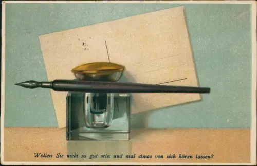 Ansichtskarte  Künstlerkarte Feder Tintenfass Brief schreiben 1922   Breslau