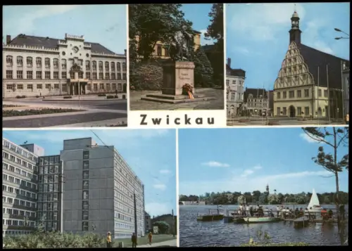 Zwickau Rathaus, Robert-Schumann-Denkmal, Stadttheater , Am Schwanenteich 1976