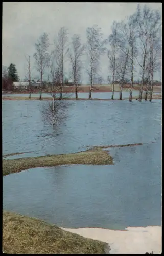 Petrowskoje Петровское Frühlingshochwasser im Puschkin-Museums-Reservat 1980