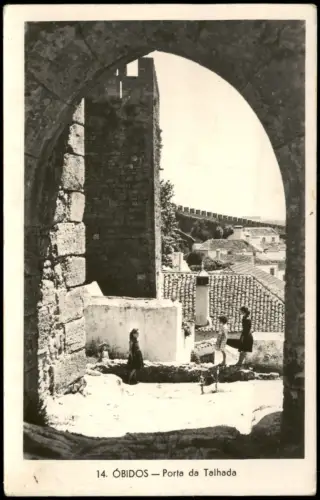 Postcard Óbidos Blick durch die Porta da Talhada 1950
