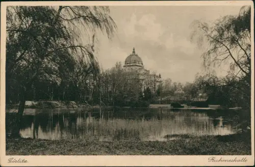 Postcard Görlitz Zgorzelec Blick über den Teich zur Ruhmeshalle 1931