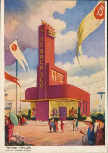 Ansichtskarte Köln Künstlerkarte VOBACH PAVILLON auf der Pressa 1928