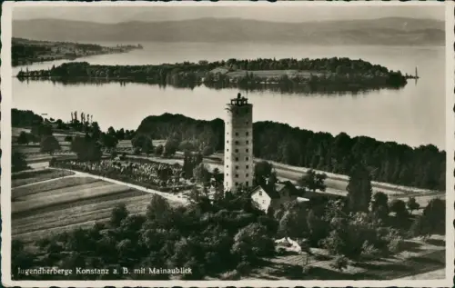 Ansichtskarte Konstanz Luftbild Jugendherberge mit Mainaublick 1934