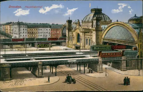 Ansichtskarte Seevorstadt-Dresden Hauptbahnhof Häuserzeile 1912