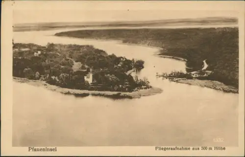 Ansichtskarte Wannsee-Berlin Luftbild Pfaueninsel Blockhaus-Nikolskoe 1925