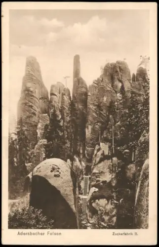 Postcard Braunau Broumov Adersbacher Felsen Zuckerfabrik II. 1922