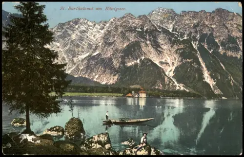 St. Bartholomä-Schönau am Königssee  Königssee Boot - Photochromie 1911
