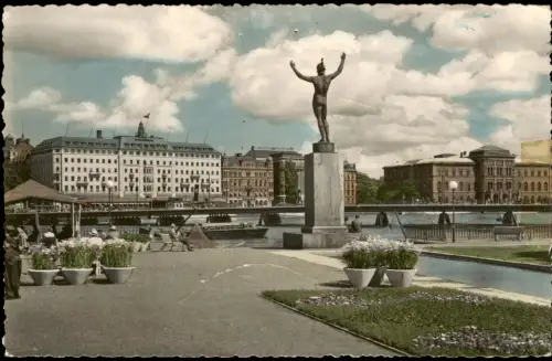 Stockholm Strömparterren mit Grand Hôtel und Nationalmuseum 1960