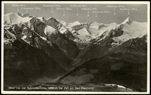 Zell am See Panorama-Blick von der Schmittenhöhe auf die Hohen Tauern 1931