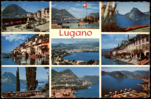 Ansichtskarte Lugano Mehrbildkarte Lugano mit See- und Bergsichten 1965