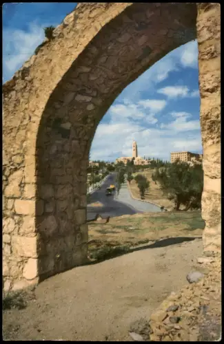 Jerusalem  רושלים Blick durch Steinbogen auf King David Hotel  YMCA-Turm 1962